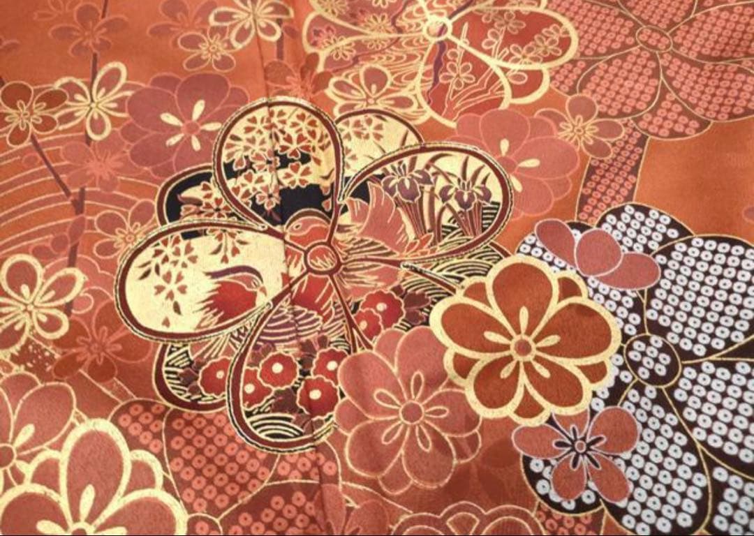 振袖 フルセット6点サイズM〜L駒刺繍 鴛鴦花文 暈し