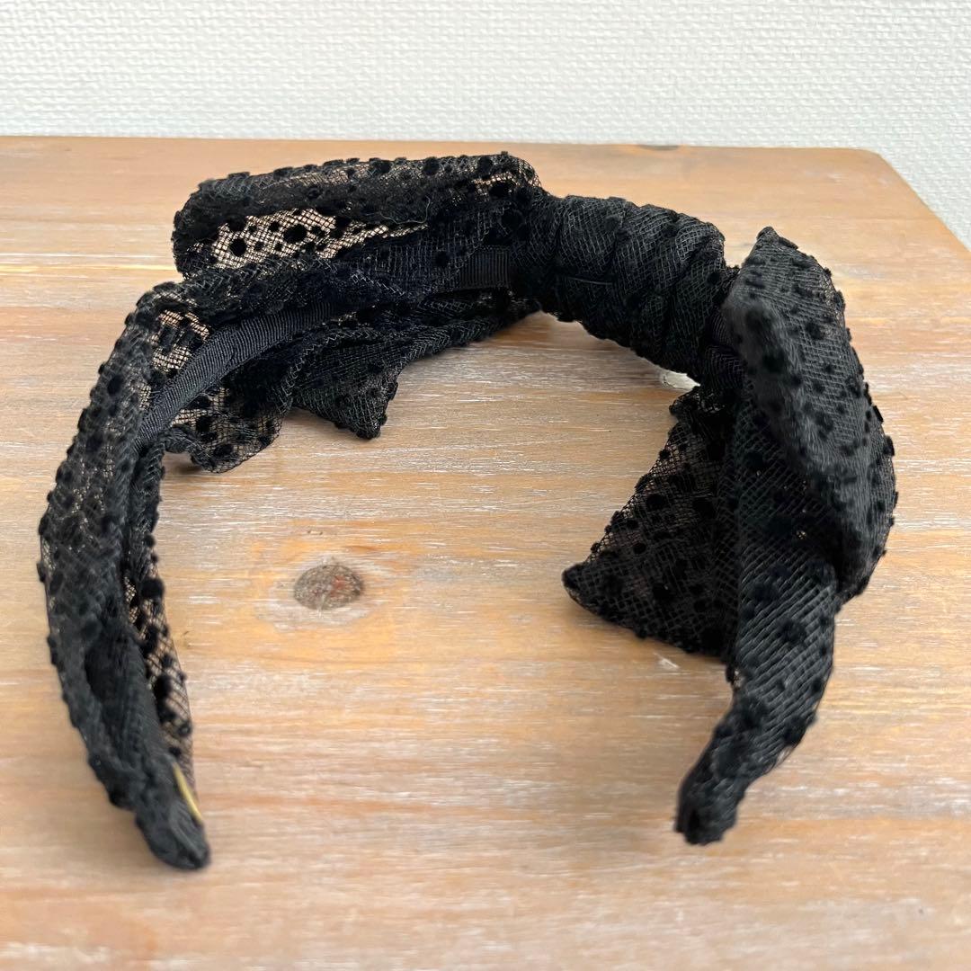 美品❤︎】ジェニファーオーレット 黒ドットレースカチューシャ