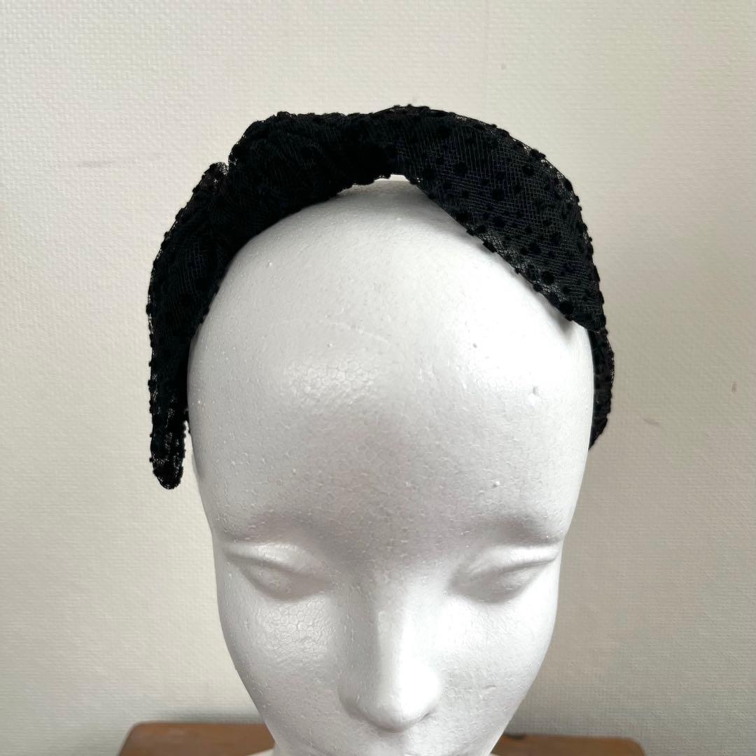 美品❤︎】ジェニファーオーレット 黒ドットレースカチューシャ