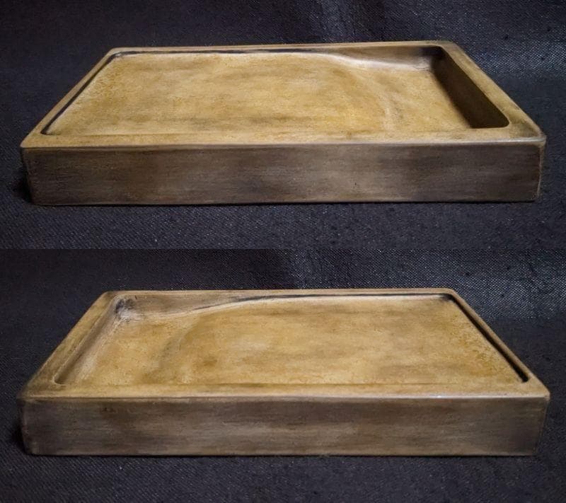 まつ様専用】 ◇澄泥硯／鱔魚黄の美石／九吋大型硯／唐木共箱◇蘇州霊