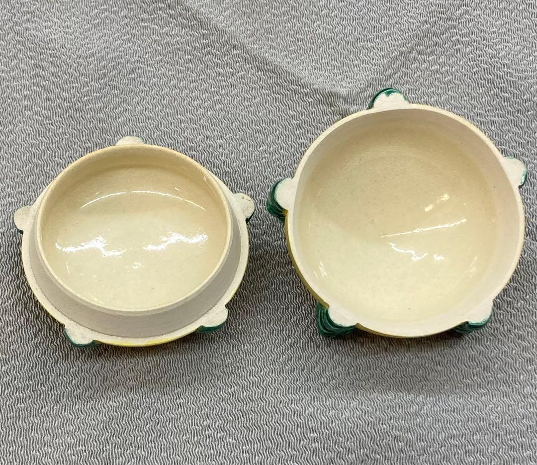 B15s 清閑寺窯 祥平造 黄南京宝珠香合 共箱 京都 茶道具香道具