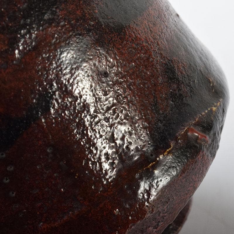 茶道具 楽吉左衛門作 黒楽筒茶碗 仕覆付 共箱 M R8725