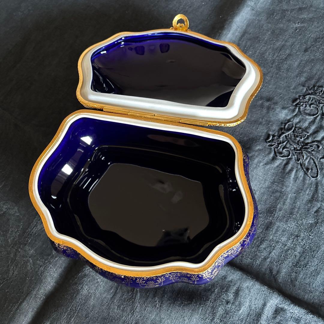 リモージュキャッスル陶器製ボックス コバルトブルー22kゴールド