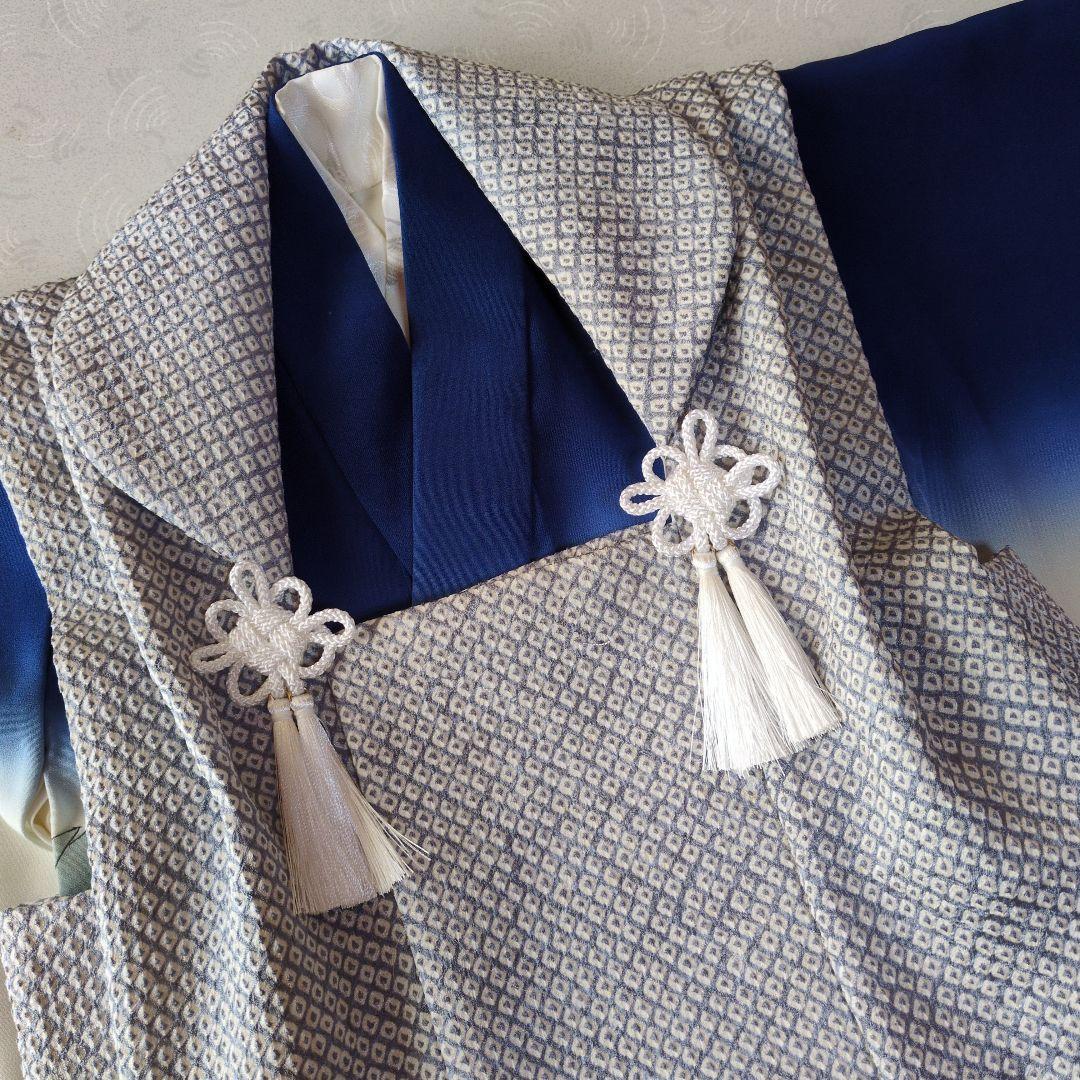 七五三３歳男の子正絹着物と正絹総絞り手縫いの被布（長襦袢付き）