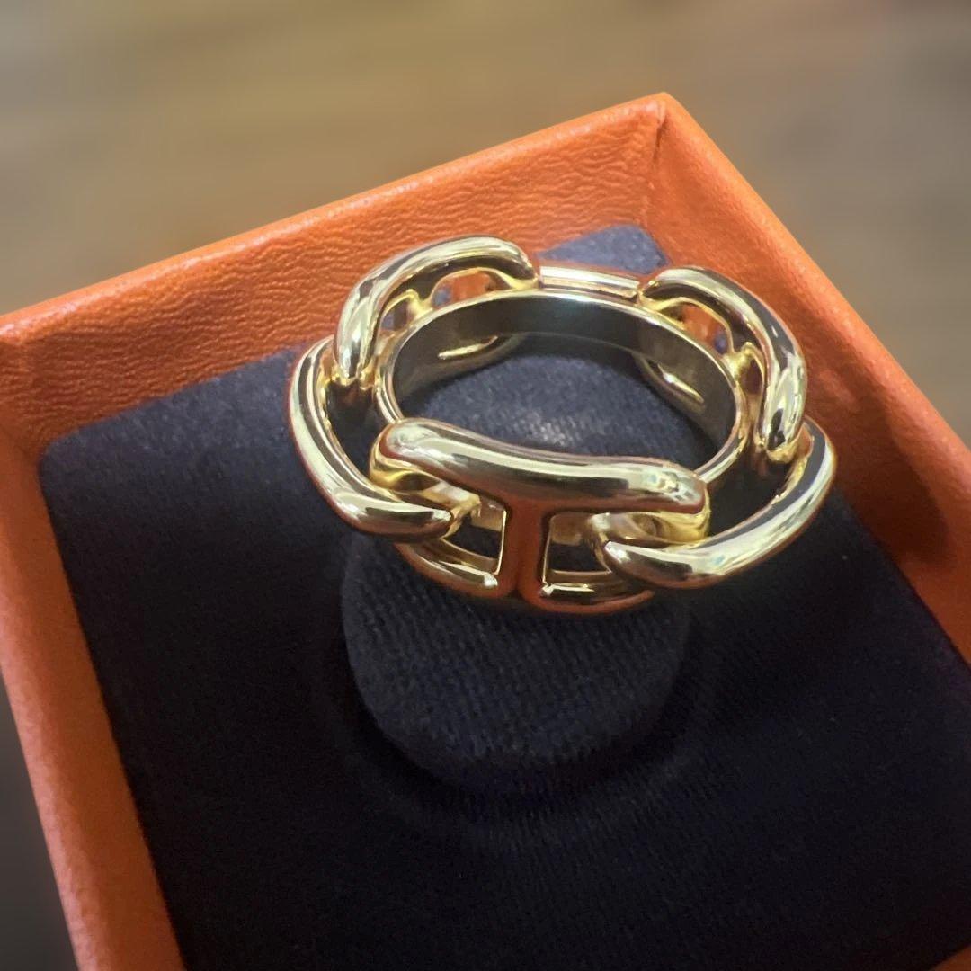 未使用級　エルメス　シェーヌダンクル　スカーフリング　　ゴールド　金