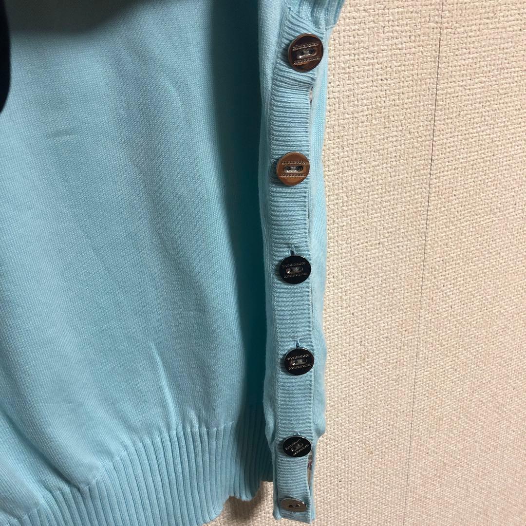 美品　BURBERRY London刺繍　水色 ノバ ノースリーブサイズ2