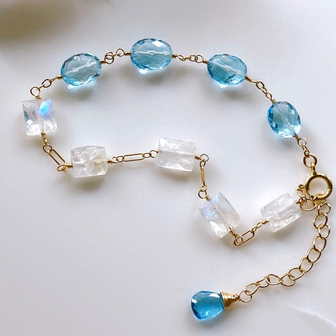 Kaya◆高品質✧スイスブルートパーズ×ブルームーンストーンブレスレット