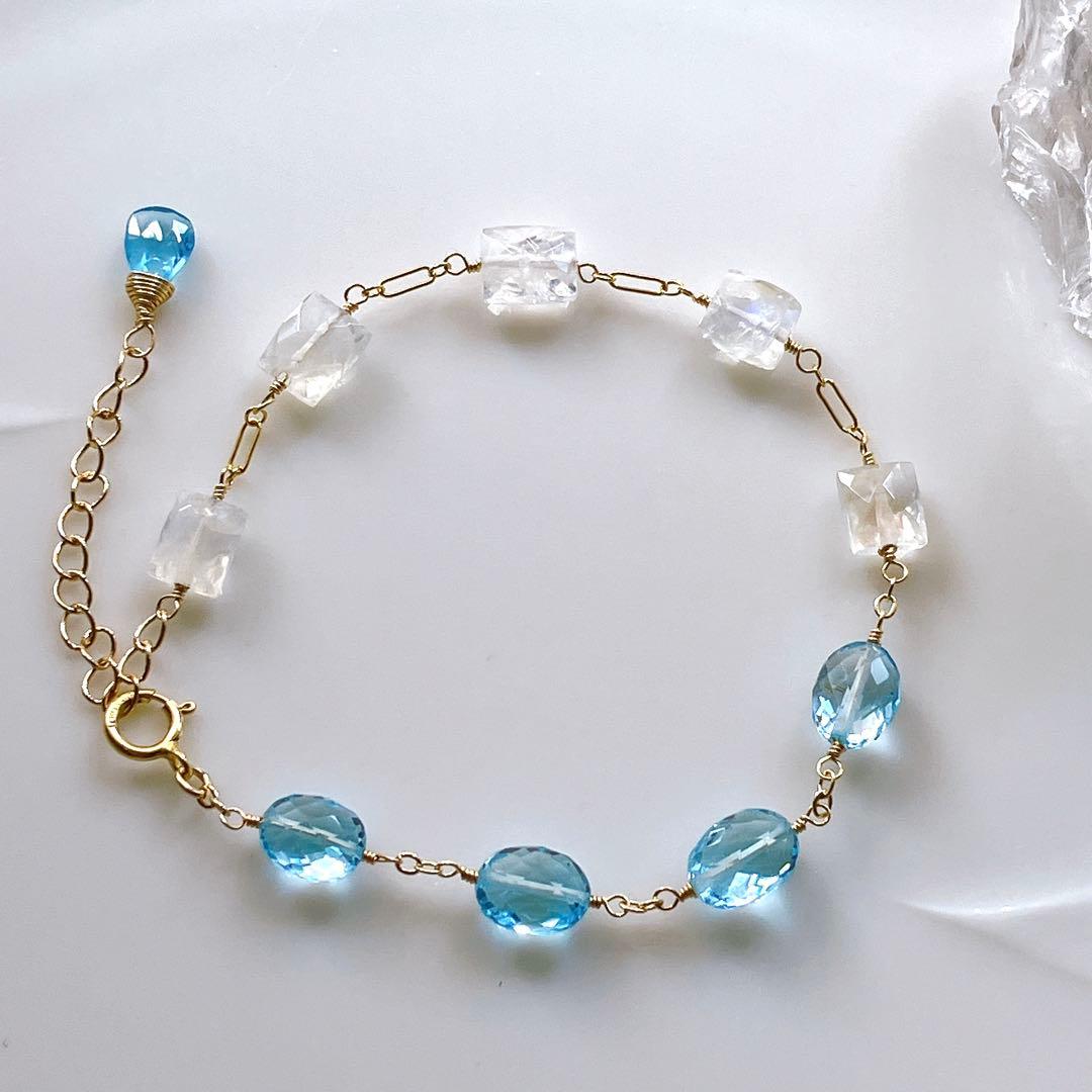 Kaya◆高品質✧スイスブルートパーズ×ブルームーンストーンブレスレット