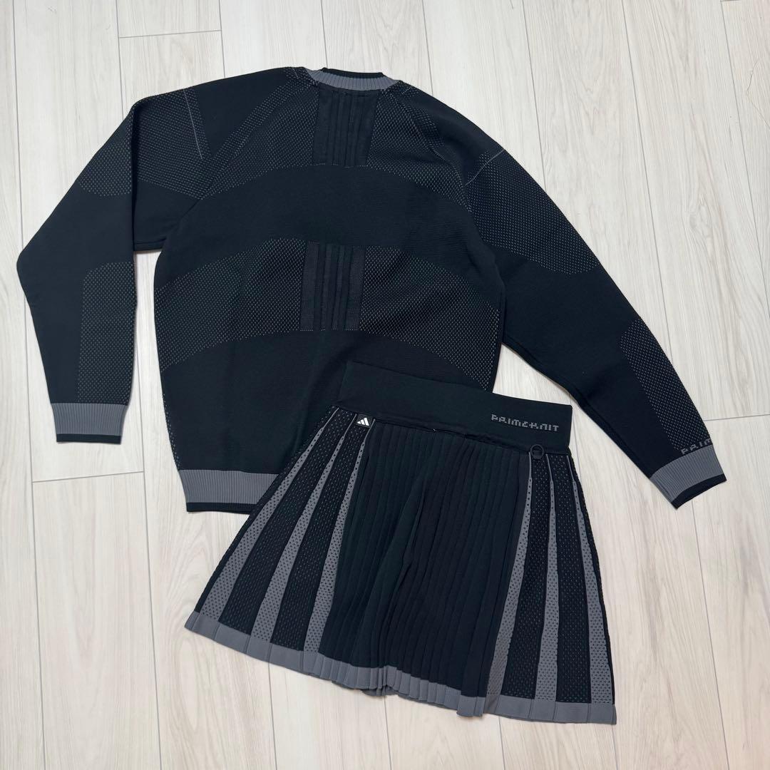 アディダス セットアップ プリーツスカート セーター 長袖 ニット 秋冬 可愛い