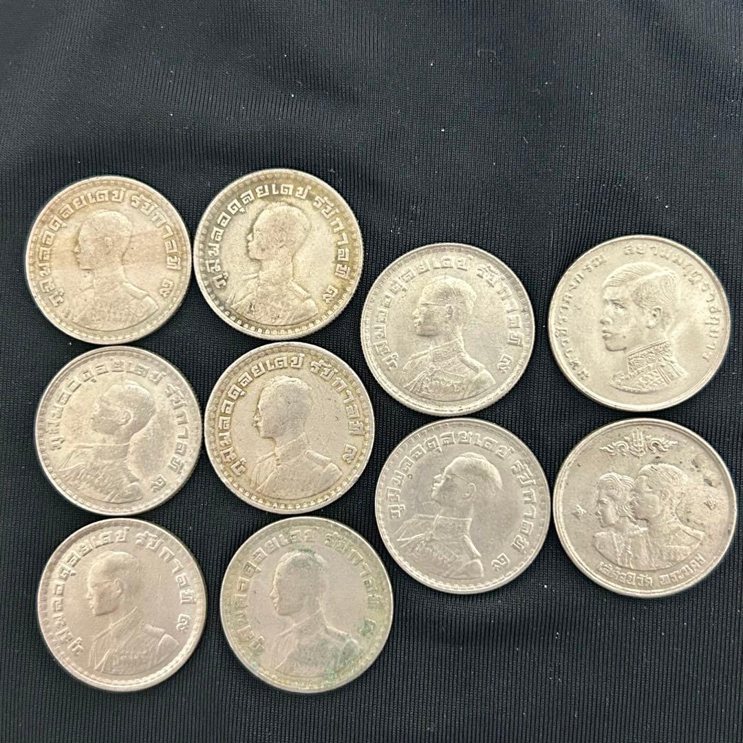 タイ 旧1バーツ 10枚まとめ ラーマ9世 デザイン違い 旧貨幣・記念硬貨