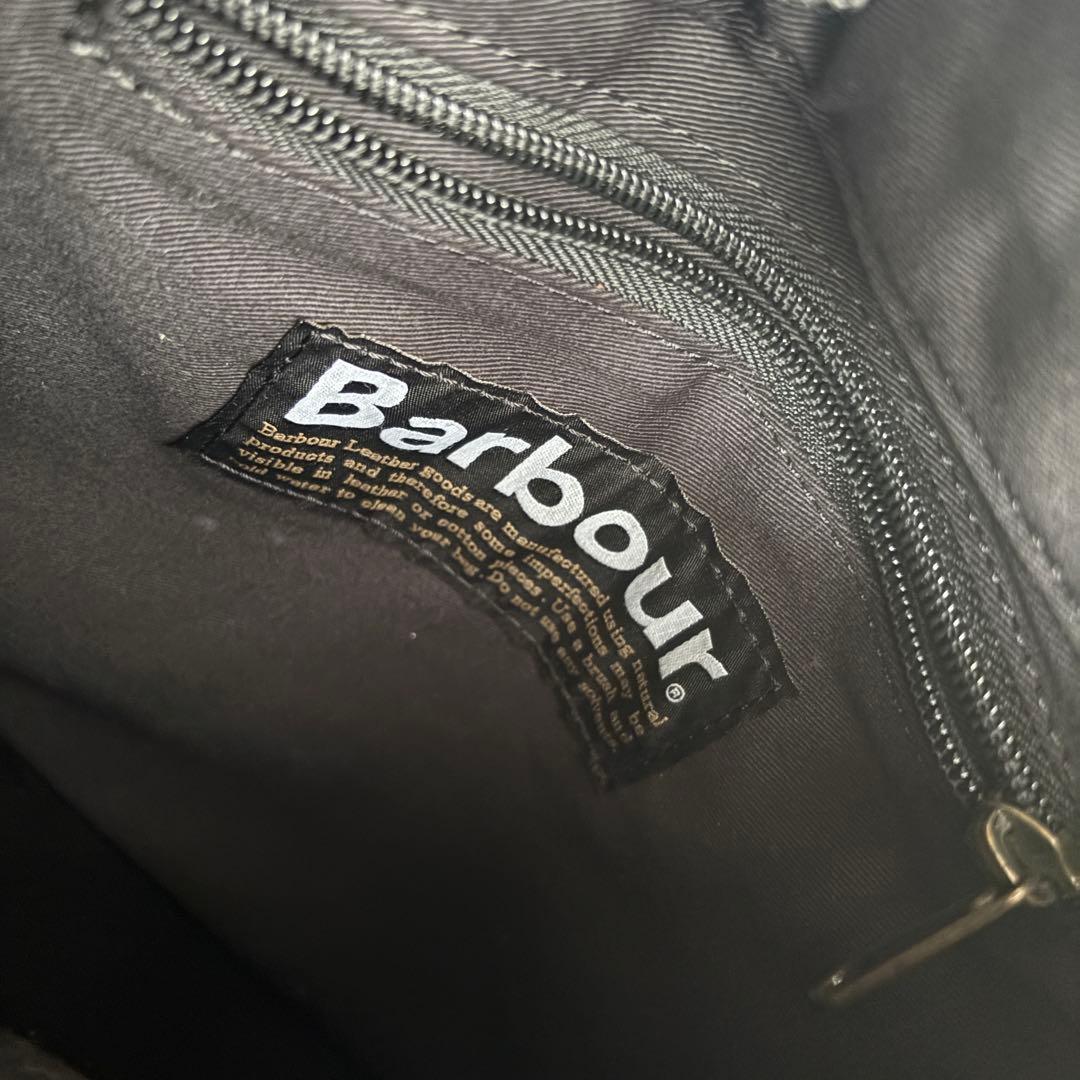 【極美品】Barbour ハンドバッグ　キルティング　黒　レザー×ナイロン