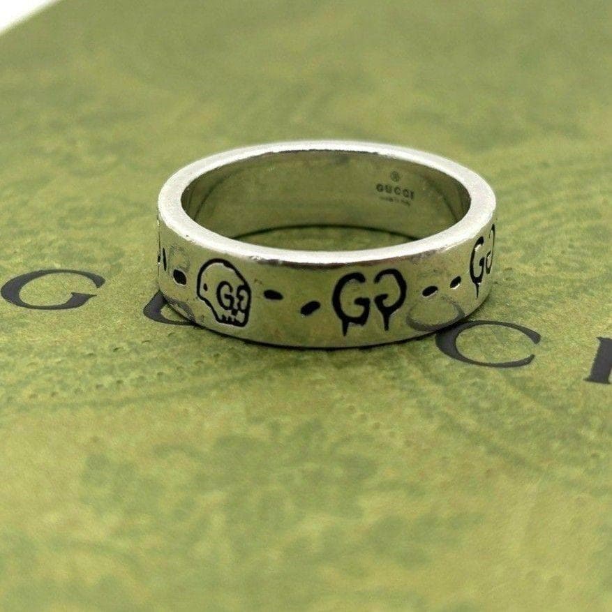 グッチ　ゴースト リング ドクロ GG柄 指輪 メンズ シルバー925 18号