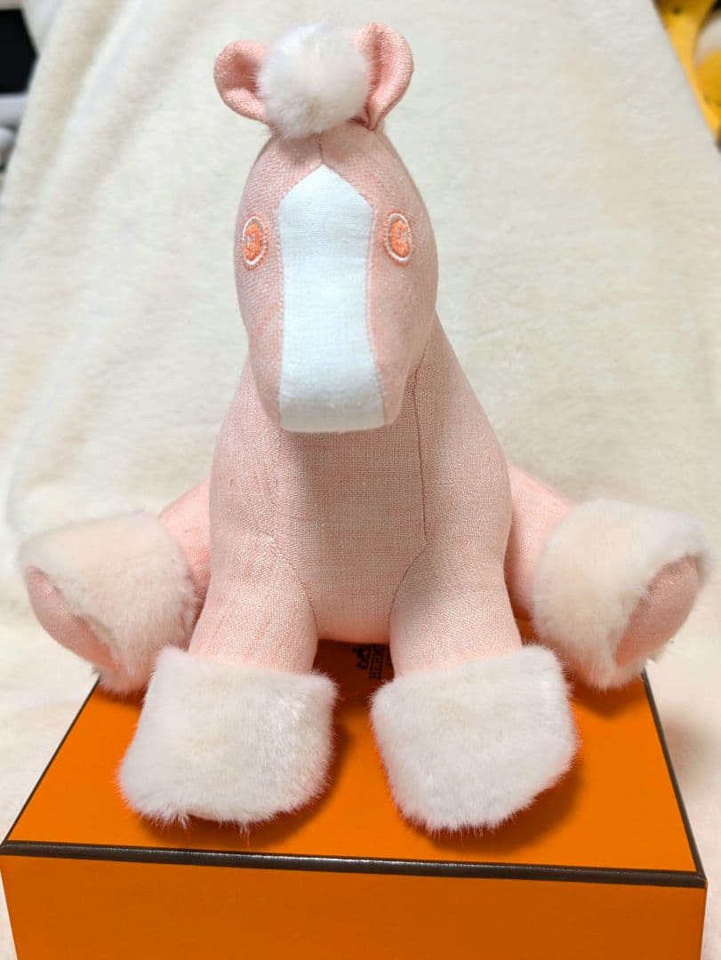 【あゆら様/箱付】/HERMESぬいぐるみ/ベビーエルミー/ローズリラ HERMES エルメス 良い ベビーエルミー ぬいぐるみ 馬 ピンク