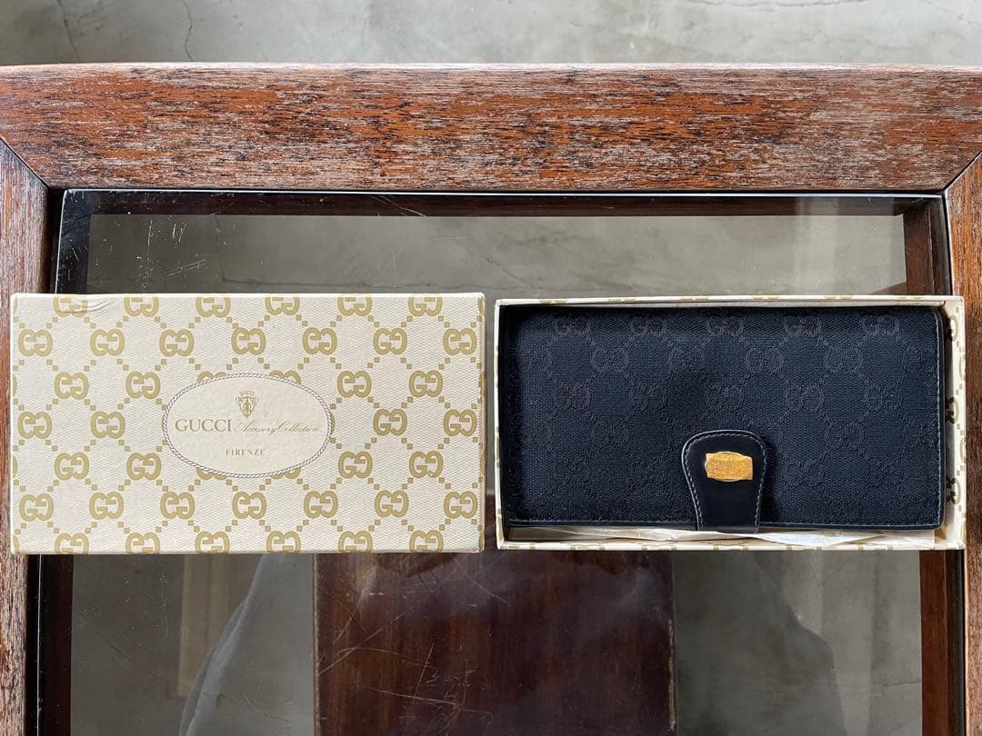 1980s oldgucci オールドグッチ　ブラック　長財布