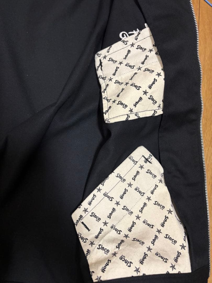 一度着用美品 SCHOTTショット ワークジャケットコットンM 黒ブラックメンズ