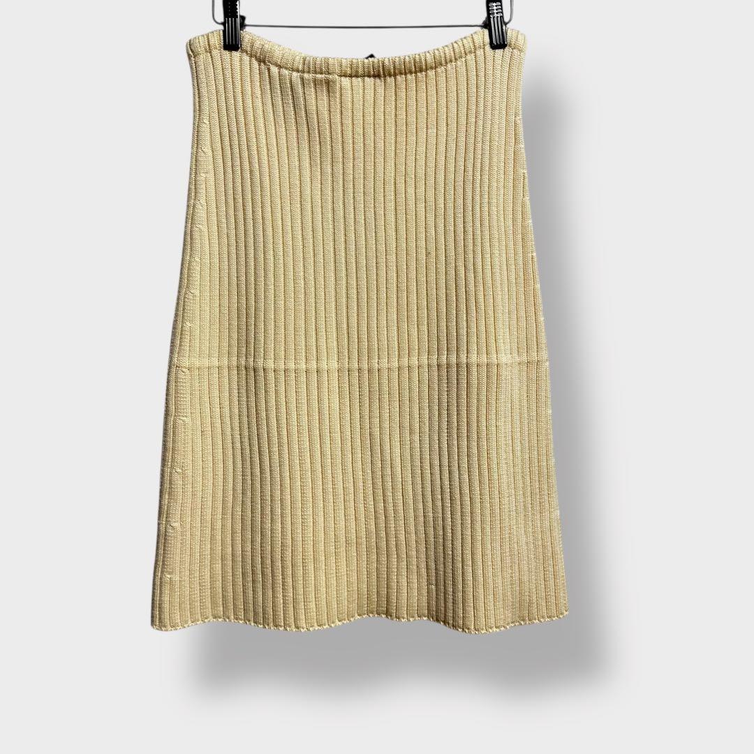 【FENDI フェンディ】リブニットスカート　ウエストゴム　ウール　イタリア製