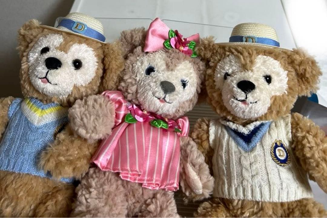 ダッフィー、シェリーメイぬいぐるみ、ぬいぐるみネックストラップセッ（スプリング）