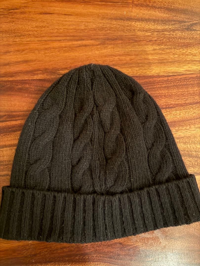 MONCLER ブラック ニット帽 ケーブル編み - メルカリ