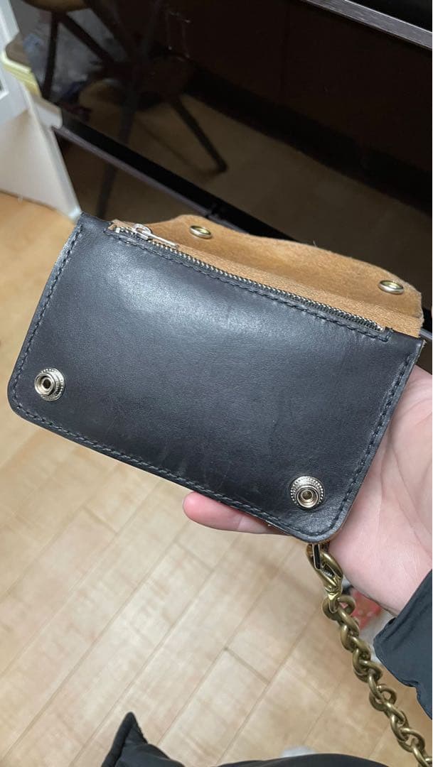 ミドルトラッカーウォレット　三層　茶芯　レザークラフト　ハンドメイド