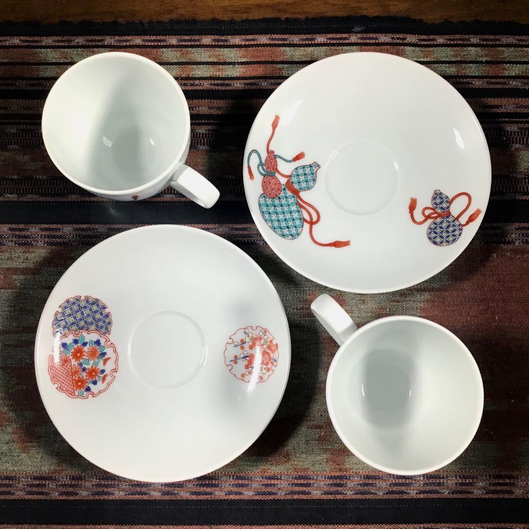 有田焼 山徳 カップ&ソーサー 『吉祥紋』 『雪輪紋』 十四代柿右衛門