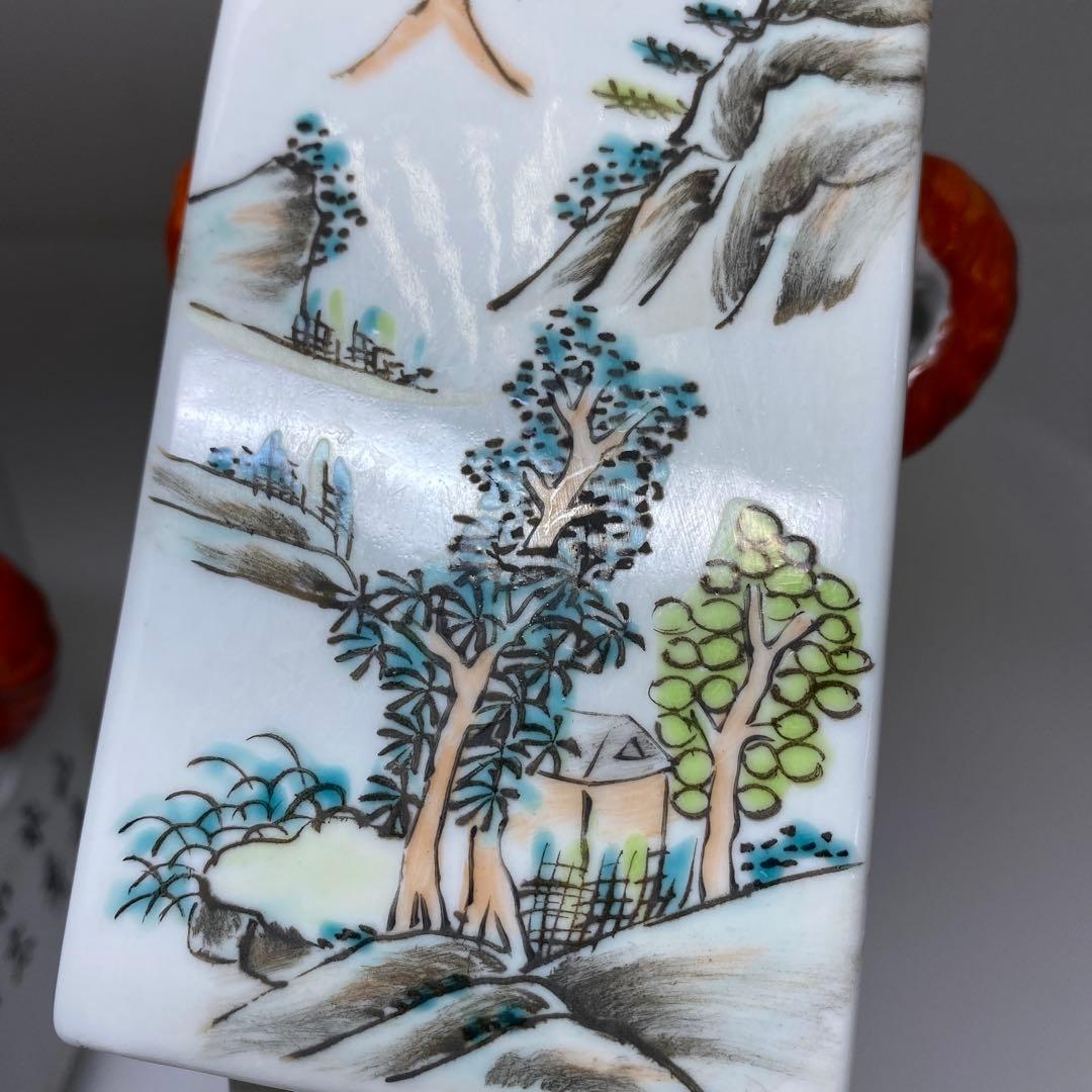 中国美術 同治年製 粉彩花入一対 高さ13㎝ 東Y7-0331③