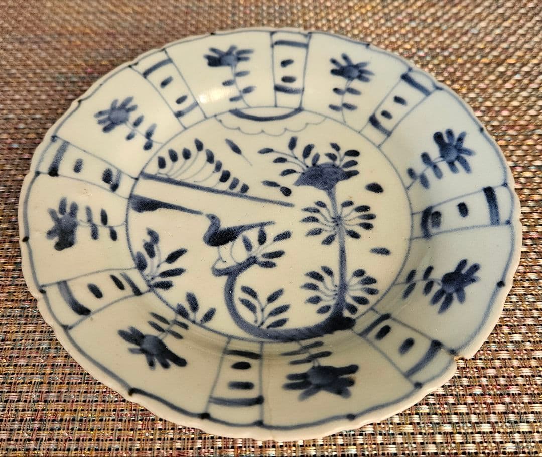 専用ページ】【本物保証❗】江戸前期 初期伊万里 芙蓉手花鳥図輪花皿