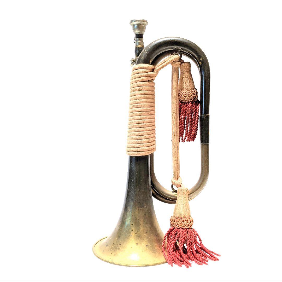 【当時物】旧日本軍・軍隊ラッパ（喇叭）信号ラッパ・突撃ラッパ 二つ巻【紐状態良】