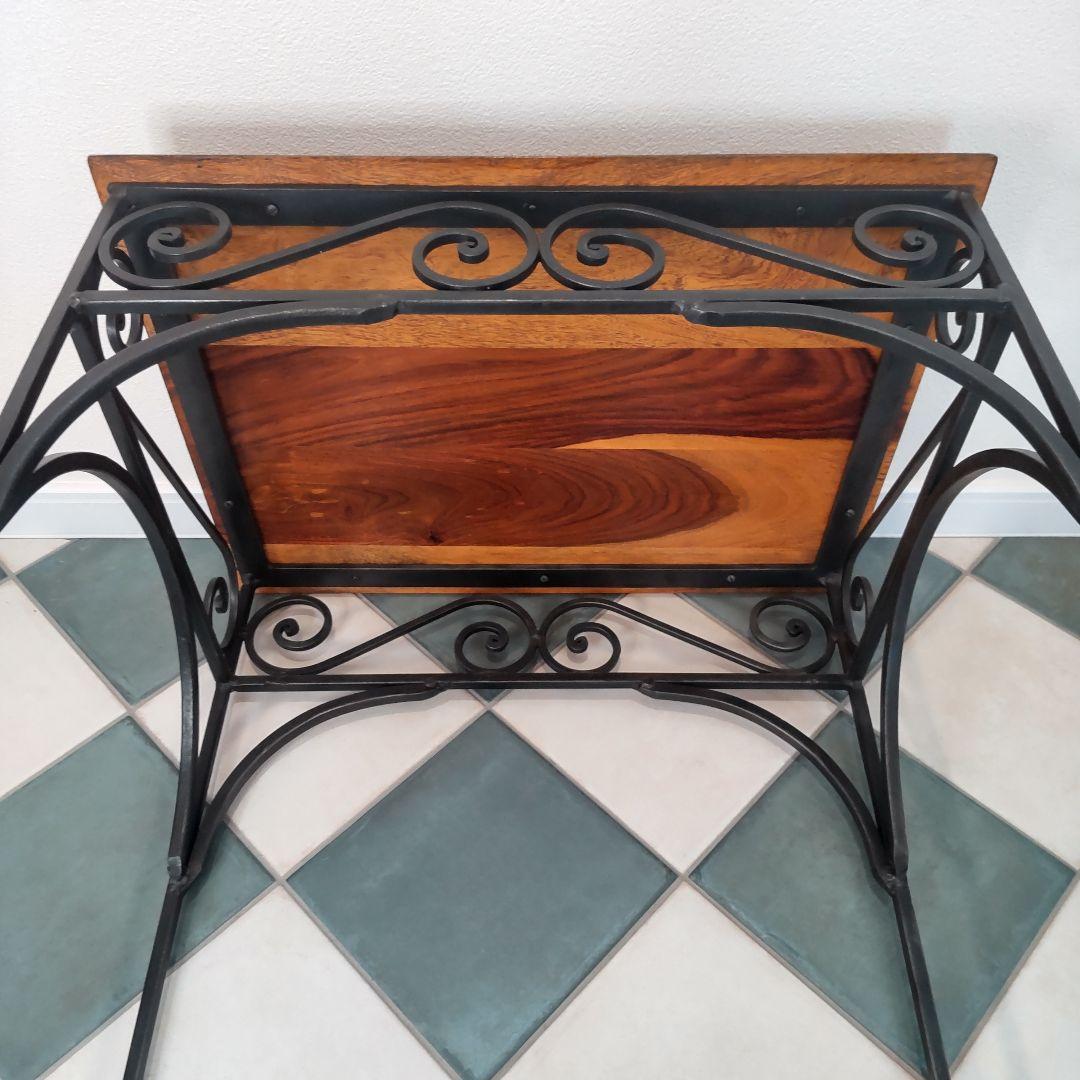 天然木とアイアンのサイドテーブル】シーシャムウッド/インド家具/アジアン