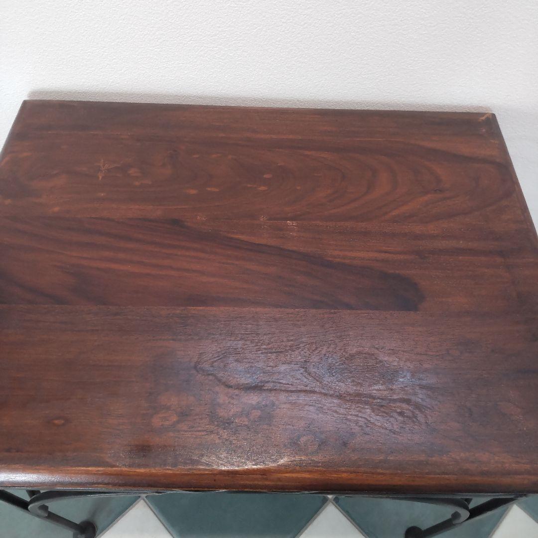 天然木とアイアンのサイドテーブル】シーシャムウッド/インド家具/アジアン