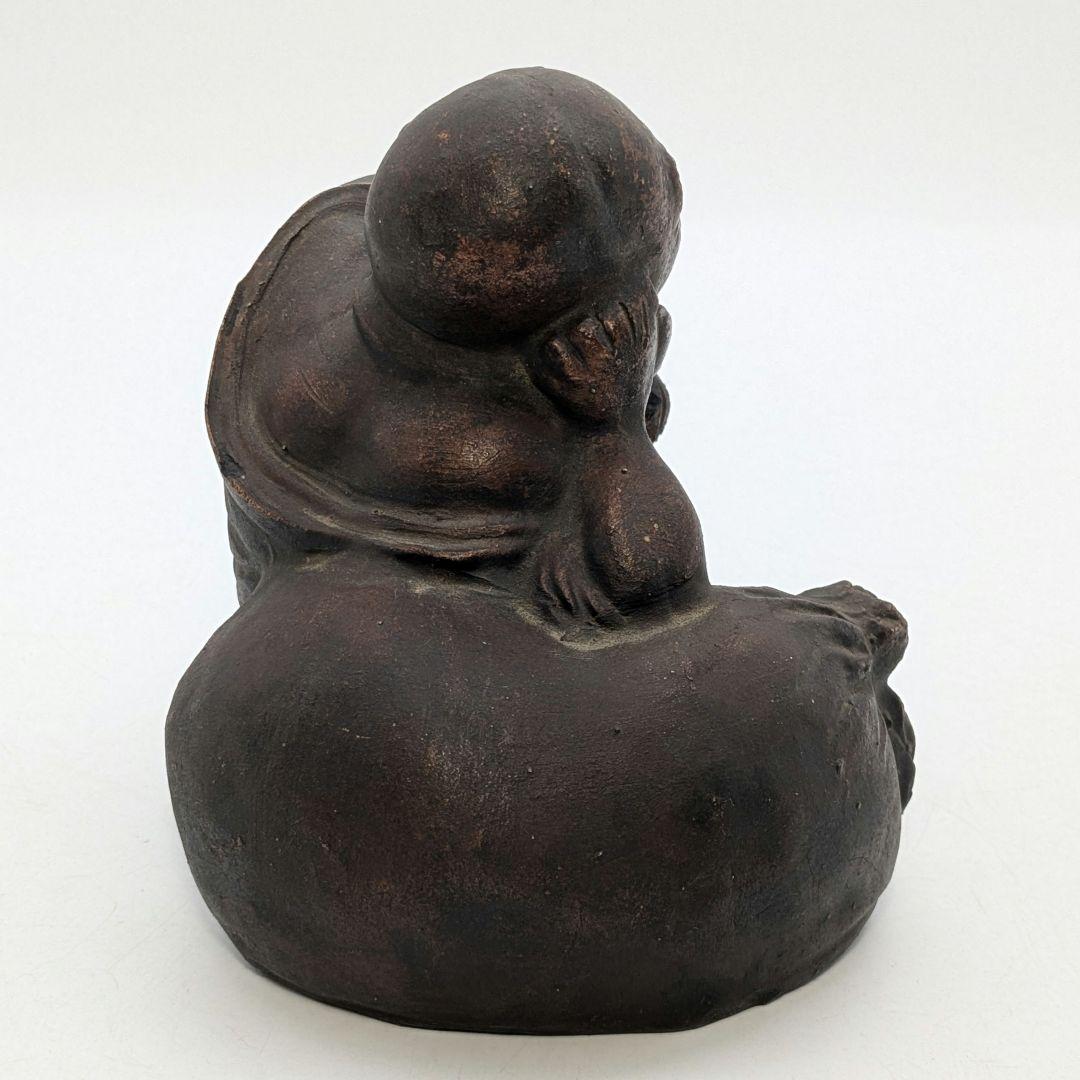 明治大正期 備前焼 布袋置物 布袋尊像 布袋様 七福神 縁起物 骨董品 古