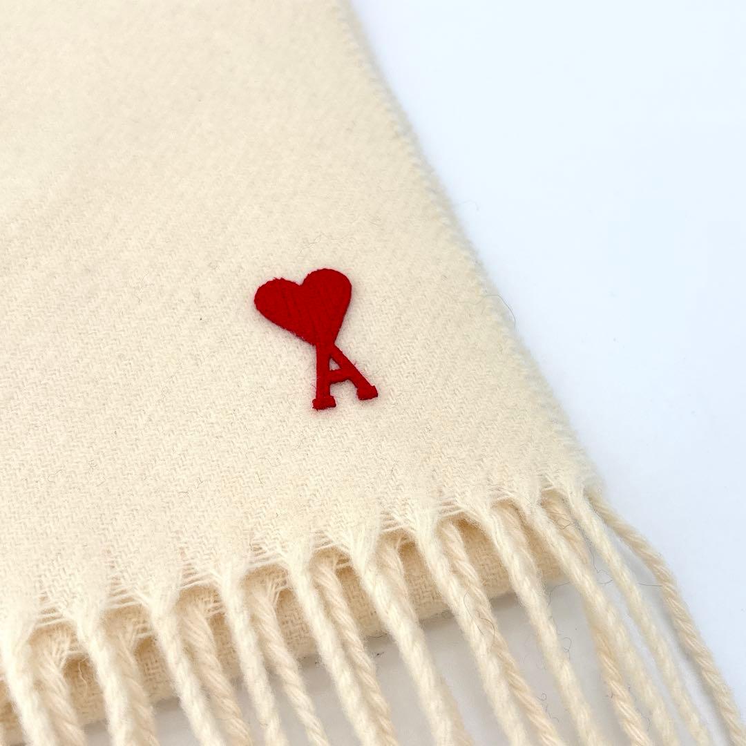 AMI PARIS アミパリス マフラー ウール ホワイト 白 ハート Aロゴ