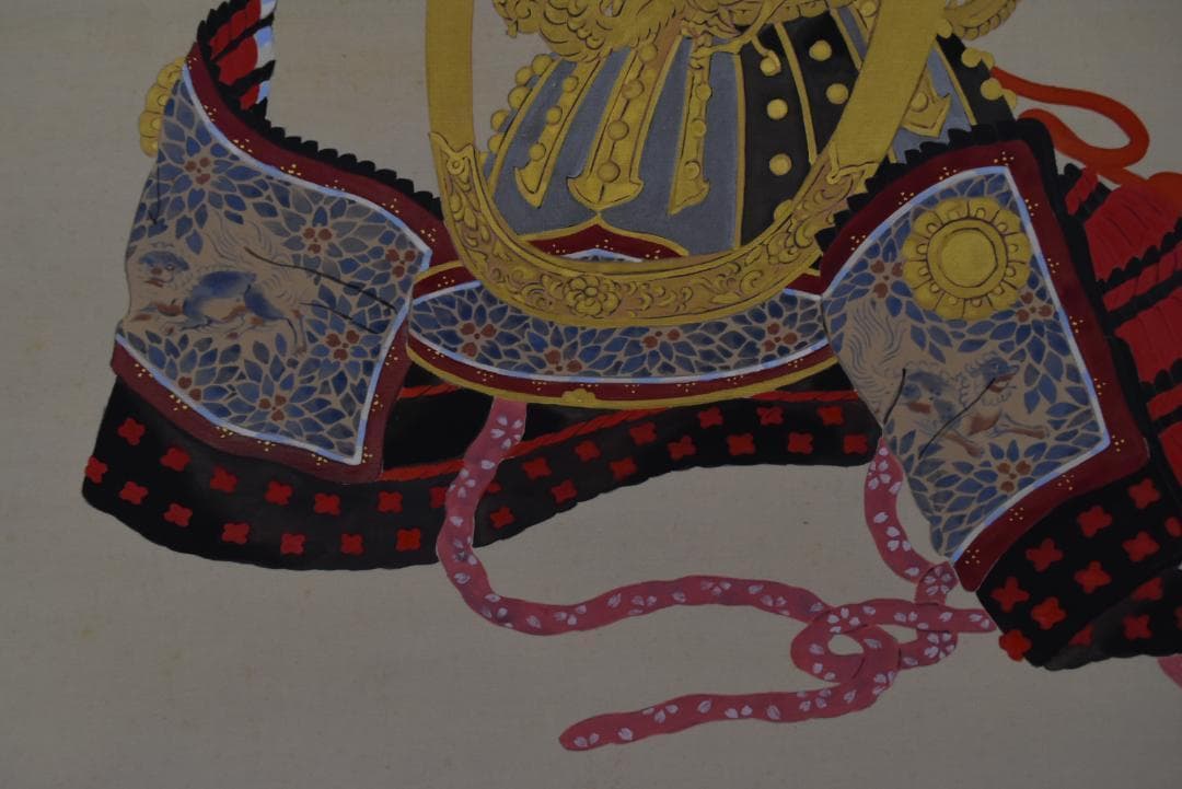 真作】貴道草衣/兜図/武具/横物/掛軸☆宝船☆Z-694