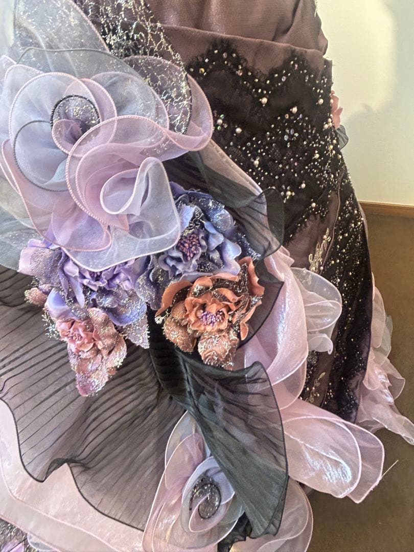 紫系フラワーモチーフ 9-13T