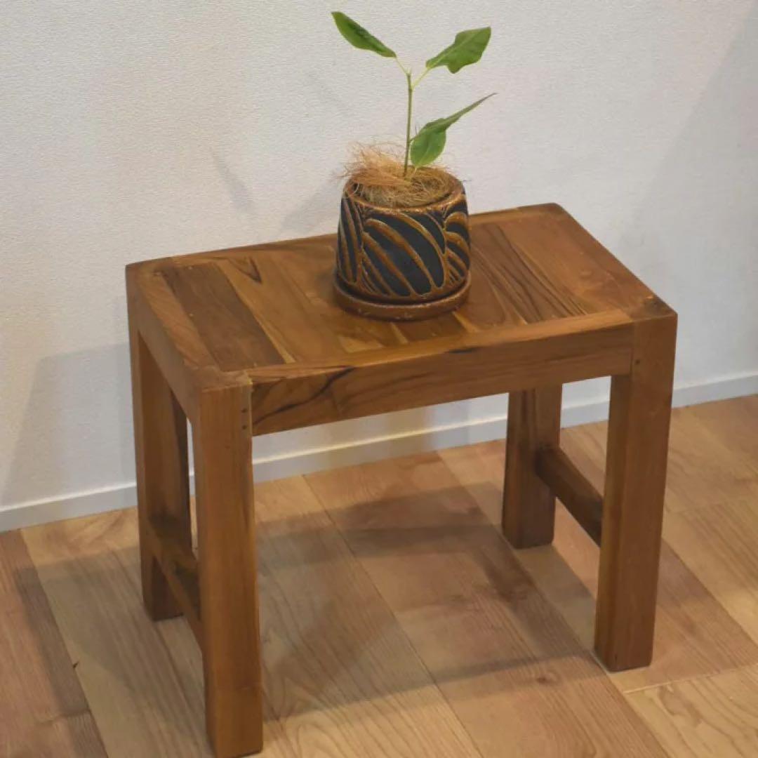 nuko様専用【訳あり】チーク無垢材スツールW50×D30×H42cm