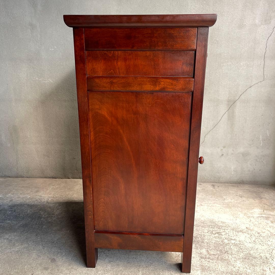 美品 松本民芸家具 ミズメザクラ無垢材 C型電話台 キャビネット 天然木