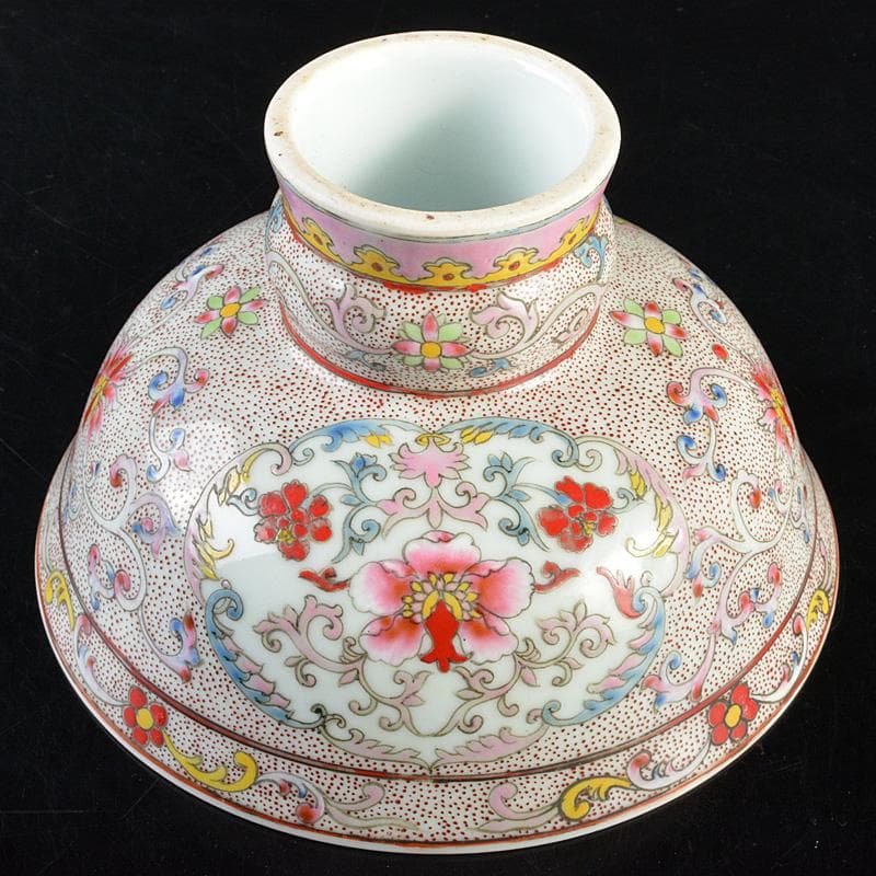 中国　乾隆年製款　粉彩花卉文　高足碗　酒杯　M　R6443