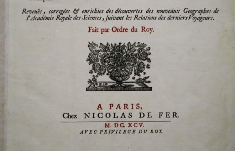 kico　西洋古地図　1695年　地図帳のタイトルページ　活版印刷・銅版画