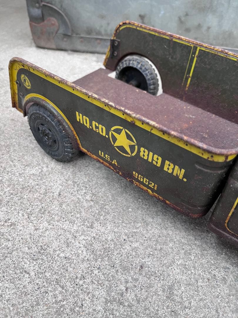 【antique】40's 50'sミリタリー トイトラック TOY ブリキ