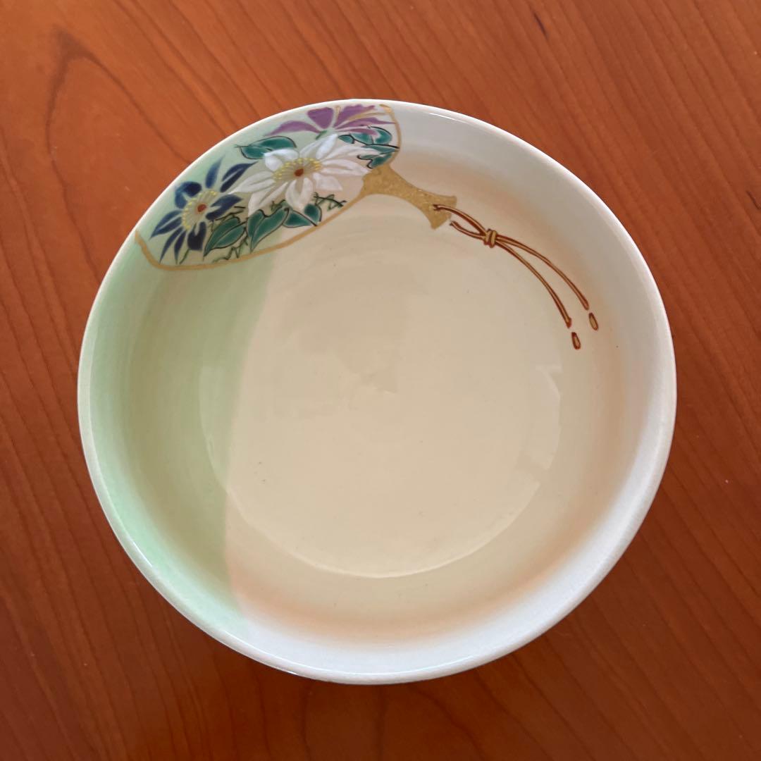 抹茶茶碗 壱休窯 仁清掛分団扇