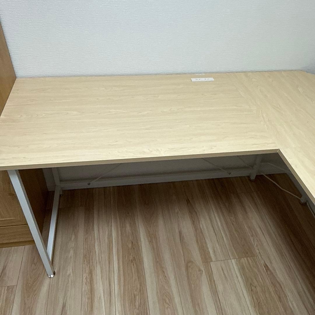 L字型パソコンデスク ナチュラルウッド