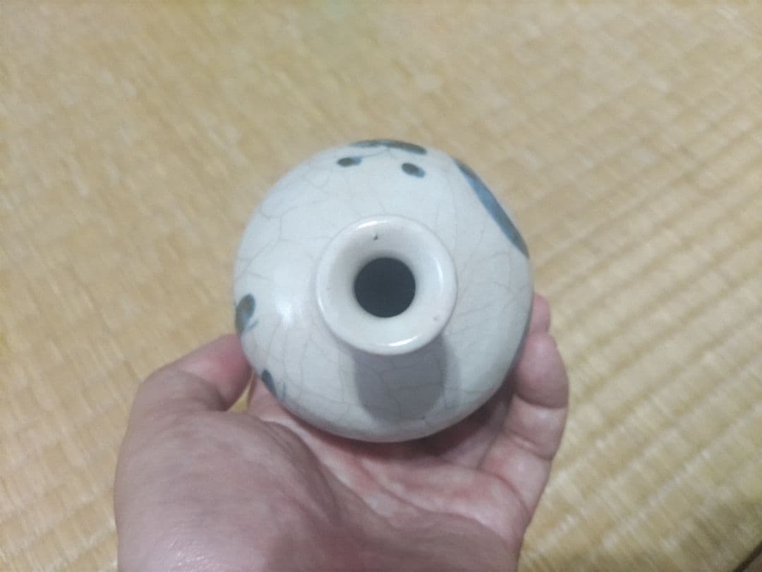 染付　蘭文　小徳利（高11.3cm）220cc　生掛け釉　酒器　無傷