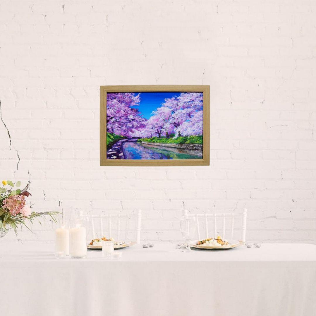 油絵 油彩 油彩画 絵 絵画 【松川の桜】