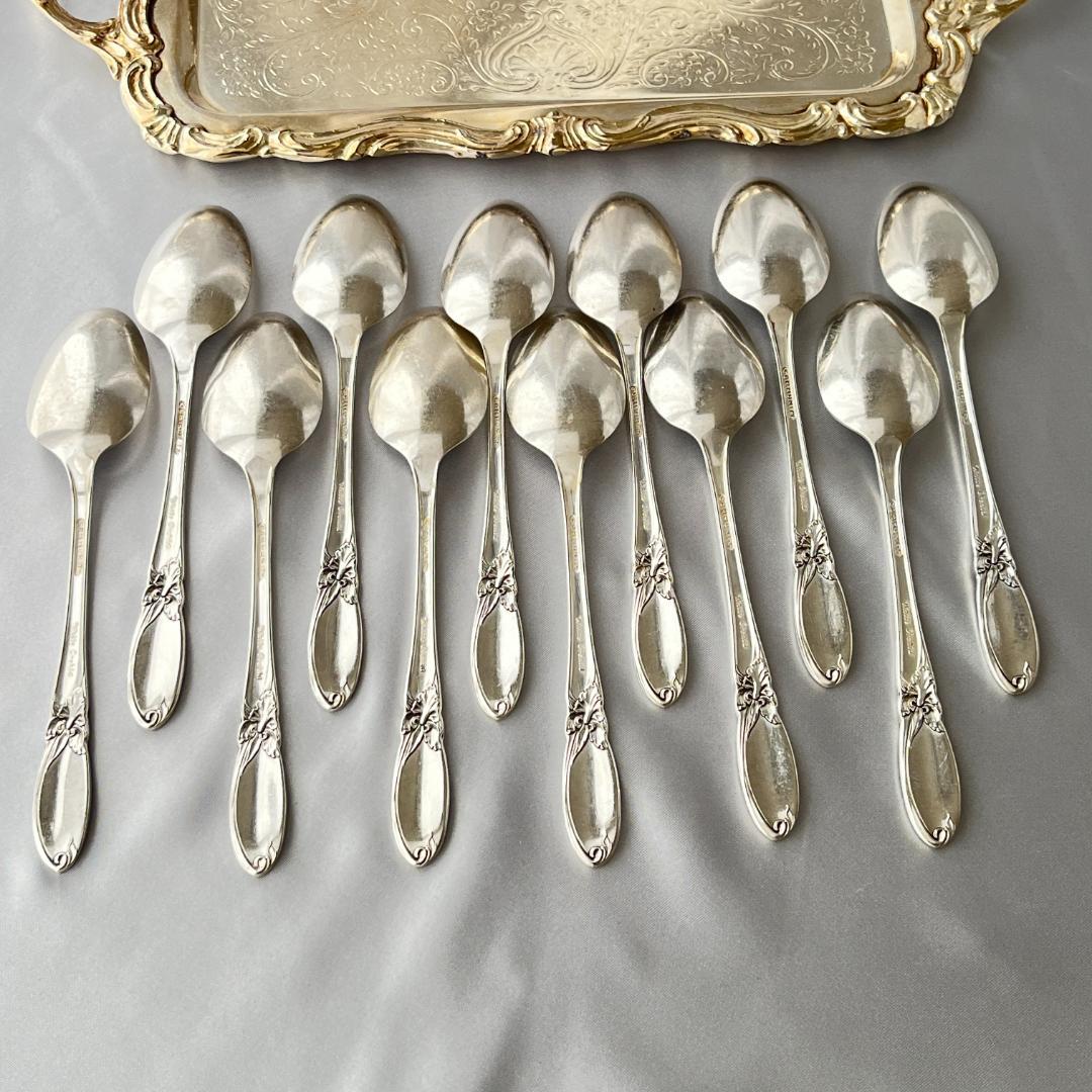 【White Orchid】コーヒースプーン 12本【シルバープレート】