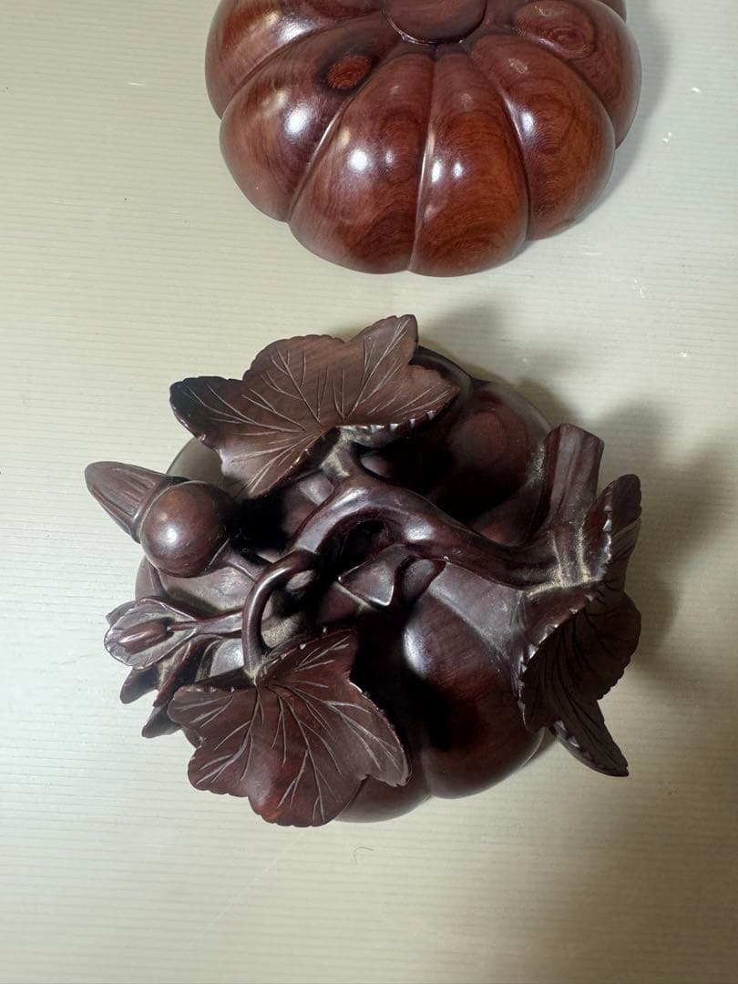 2468 茶道具　唐木かぼちゃ香合　蓋物