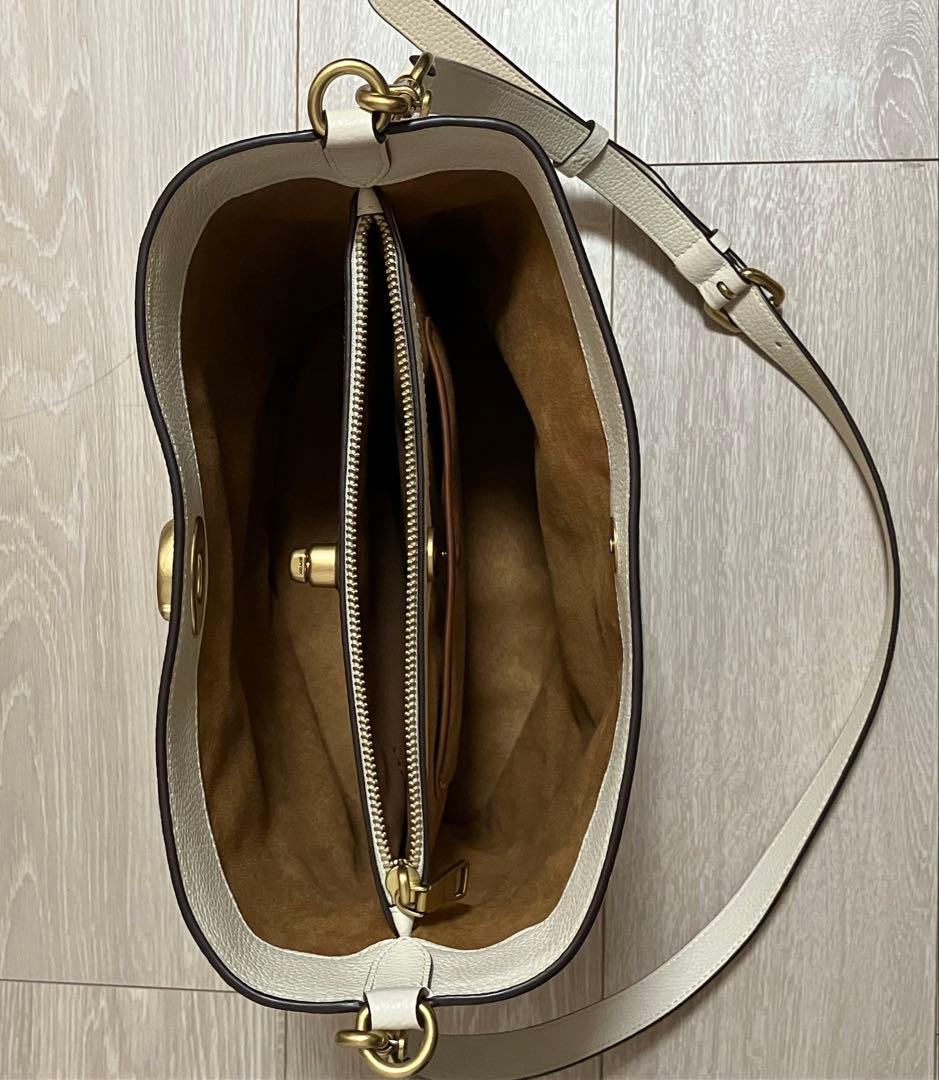 一度のみ！大きいサイズ coach ウィロウソフトバケットバッグ ホワイト