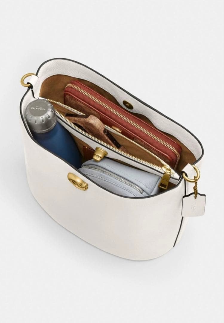 一度のみ！大きいサイズ coach ウィロウソフトバケットバッグ ホワイト