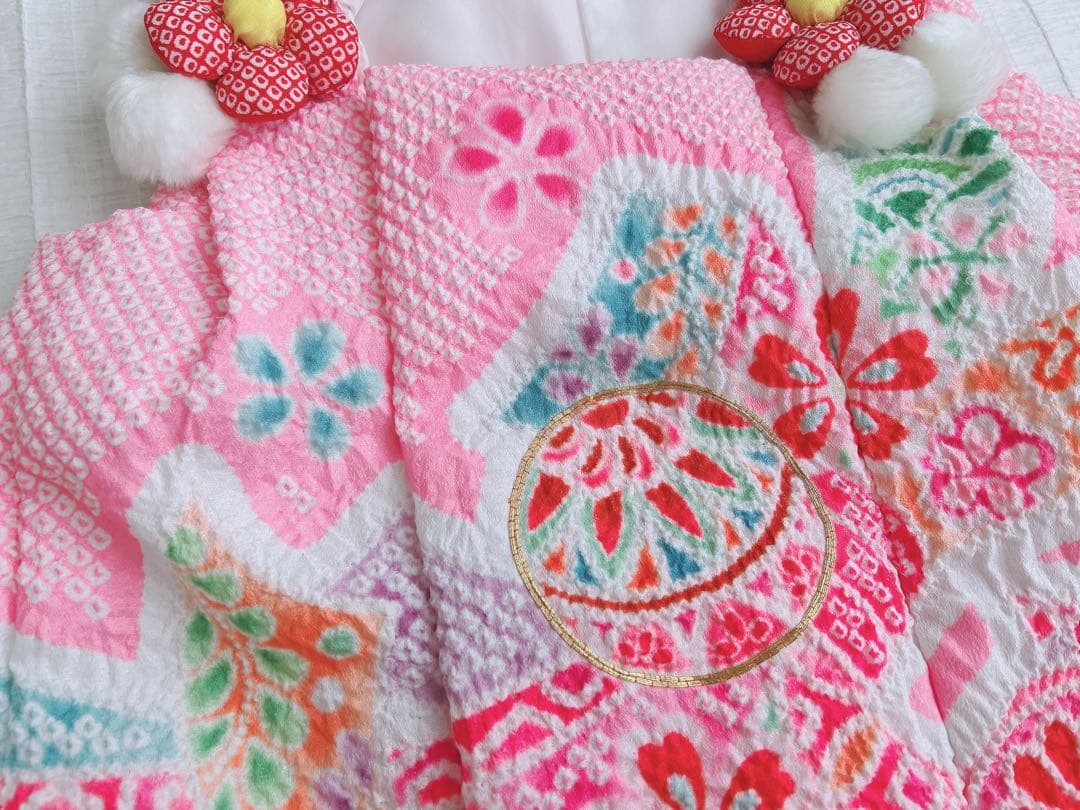 七五三 3歳着物 被布セット 白 絞り加工