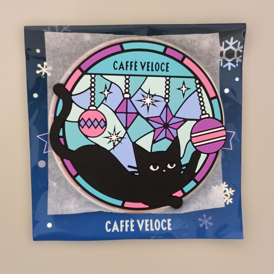 【新品未使用】カフェ・ベローチェ　黒ねこラバーコースター　全種類5枚セット