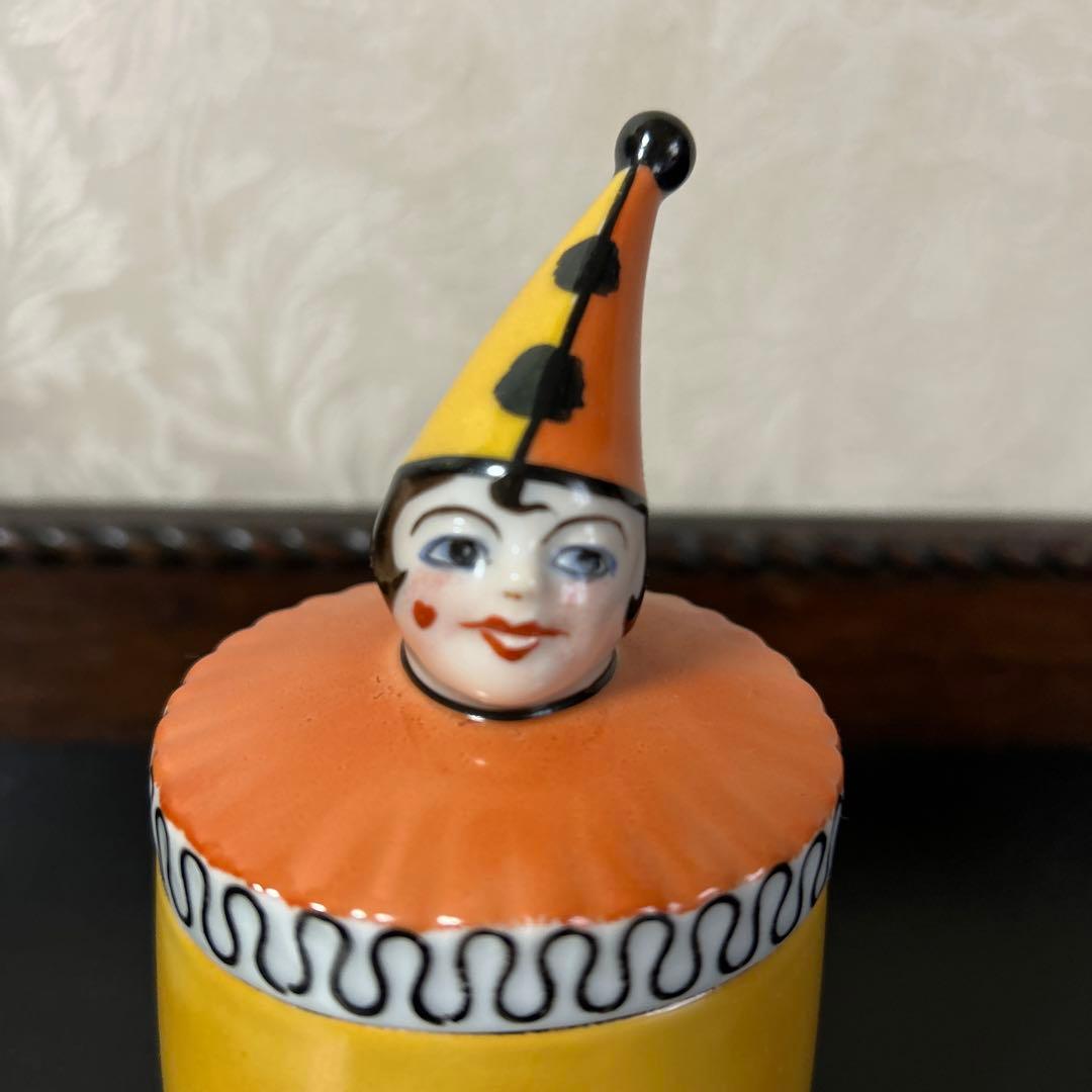 オールドノリタケ　パウダーボックス 蓋物・ケース　ピエロ