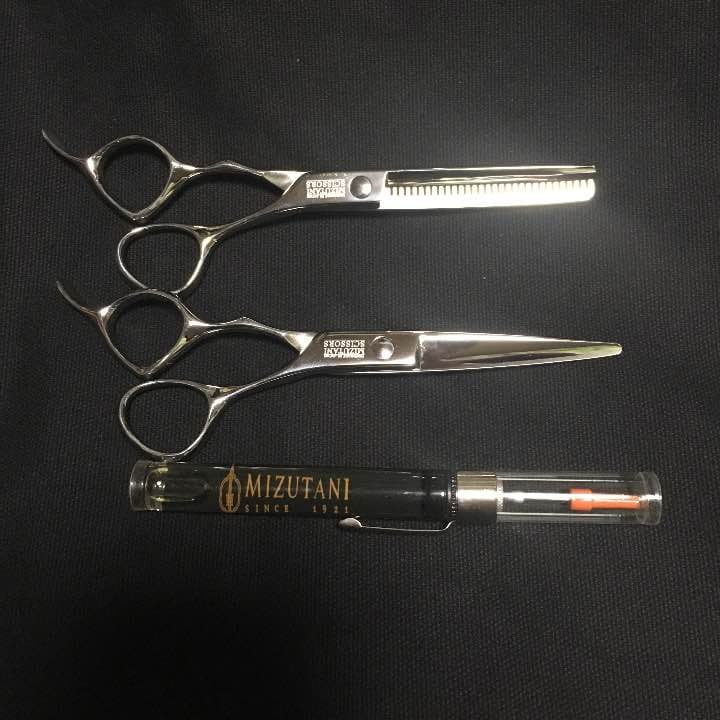 美容師用 ミズタニ シザー セニング オイル付き2本セット Mizutani
